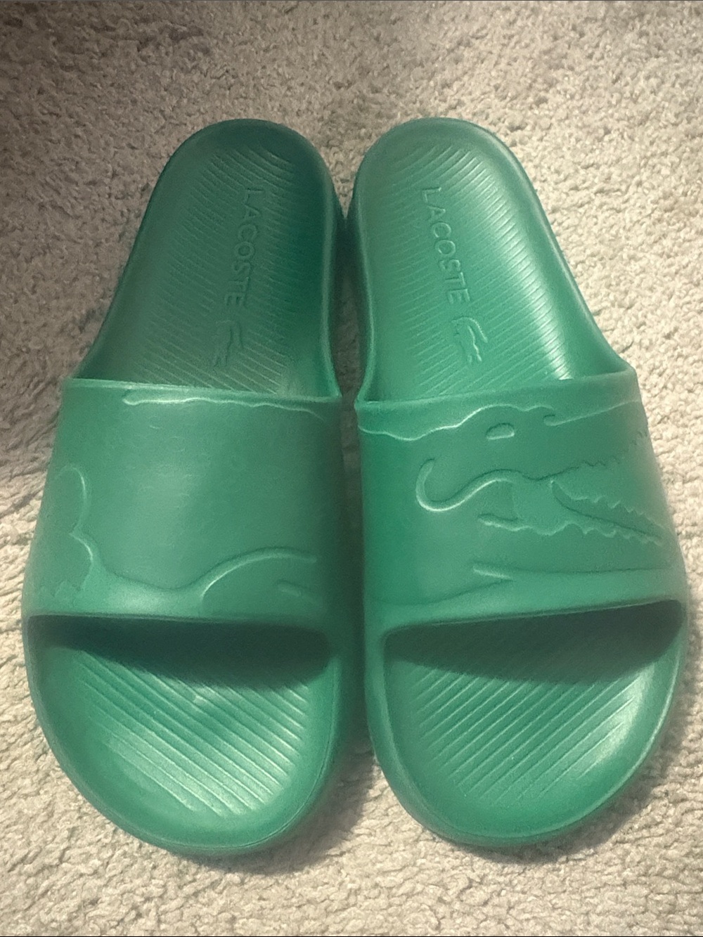 “Lacoste” Green Crocodile Slide Sandals, Men’s Size 9 (Women’s 11)